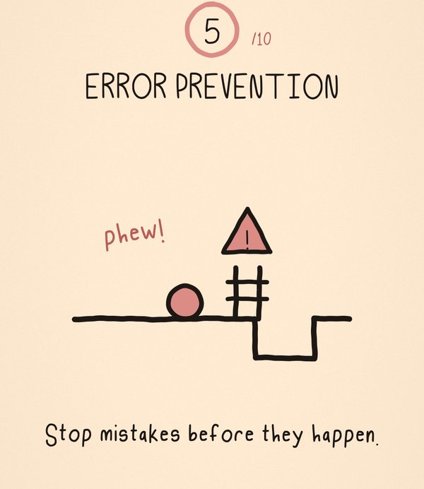 Doodle card 5 of 10: Error prevention. Stop mistakes before they happen.