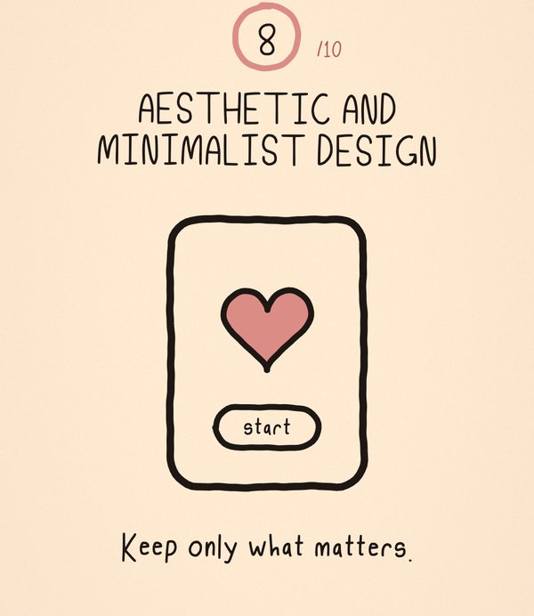 Doodle card 8 of 10: Aesthetic and minimalist design. Keep only what matters.